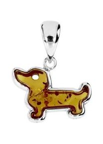 Kettenanh&auml;nger OSTSEE-SCHMUCK "- Dackel - Silber 925/000 - Bernstein" Gr. 26, silber (silber 925, silberfarben, wei&szlig;), Schmuckanh&auml;nger, Damen, Silber 925 (Sterlingsilber), Kettenanh&auml;nger