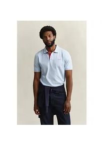 Poloshirt Gant "REG CONTRAST PIQUE SS RUGGER", Herren, Gr. S, fresh blau, Piqu&eacute;, Obermaterial: 96% Baumwolle, 4% Elasthan, regular fit h&uuml;ftlang, hoch geschlossener Ausschnitt, Rippb&uuml;ndchen, Shirts, mit kontrastfarbenen Eins&auml;tzen