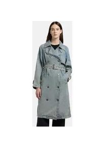 Trenchcoat Khujo "Enza", Damen, Gr. XS (34), blau, Denim/Jeans, Obermaterial: 100% Baumwolle, gerade knieumspielend, mit Kn&ouml;pfen,verstellbar abgesteppte Kante mit Kn&ouml;pfen,verstellbar, M&auml;ntel, Damen &Uuml;bergangsmantel in Jeans-Optik