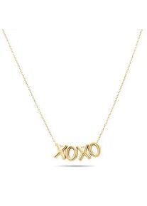 Edelstahlkette ECHTZEIT "Schmuck Geschenk Edelstahl Halskette XOXO Love Letters", gelbgoldfarben, Halsketten, Damen, Edelstahl, L: 45, Edelstahlkette