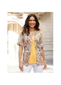 2-in-1-Shirt Classic Basics "Shirt", Damen, Gr. 52, ecru, papaya, bedruckt, 100% Baumwolle, gebl&uuml;mt, gemustert, mehrfarbig, Rundhals, Shirts 2-in-1 Shirt