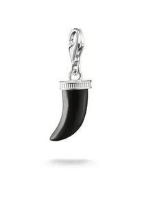 Charm-Einh&auml;nger Thomas Sabo "Zahn-Charm - Original", silberfarben, schwarz, schwarz, Charms, Damen, Silber 925 (recycelt), mit T&uuml;rkis-Imitat oder Obsidian