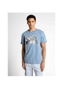 T-Shirt Tom Tailor, Damen, Gr. L, mountain spring blau, Single Jersey, Obermaterial: 100% Baumwolle, bedruckt, regular fit normal, Rundhals, Shirts T-Shirt, mit Foto Print