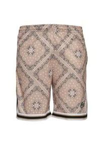 Shorts Karl Kani "Karl Kani Herren KM232-011-2 KK Varsity Paisley Mesh Shorts", Herren, Gr. S, US-Gr&ouml;&szlig;en, sand, schwarz, wei&szlig;, 100% Polyester (Recycelt), loose fit, Hosen Shorts