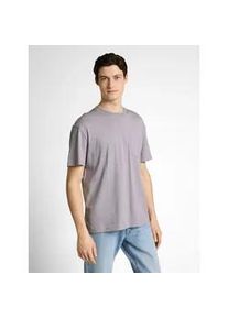 T-Shirt Tom Tailor DENIM, Damen, Gr. XXL, soft lila grau, Single Jersey, Obermaterial: 100% Baumwolle, unifarben, regular fit normal, Rundhals, Shirts T-Shirt, mit Brust Tasche