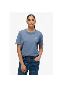 Print-Shirt Superdry "LUXE CASUAL RLXD TEE", Damen, Gr. L, vintage indigo, Single Jersey, Obermaterial: 100% Baumwolle, bedruckt, relaxed fit normal, Rundhals, Shirts