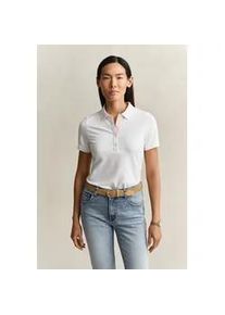 Poloshirt Gant "SLIM CONTRAST COLOR", Damen, Gr. XXL, wei&szlig;, Single Jersey, Obermaterial: 97% Baumwolle, 3% Elasthan, unifarben, slim fit normal, Rundhals, eingesetzt gerader Abschluss, Shirts, Slim fit mit Polokragen