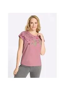 Rundhalsshirt CLASSIC BASICS "Rundhals-Shirt", Damen, Gr. 56, altrosa, magenta, bedruckt, 100% Baumwolle, gebl&uuml;mt, gemustert, mehrfarbig, Rundhals, Shirts Rundhalsshirt