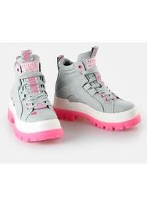 Schn&uuml;rboots Buffalo, Damen, Gr. 38, hellgrau, pink, Baumwolle, kontrastfarbene Details, Schuhe Schn&uuml;rboots, Freizeitschuh, High Top-Sneaker, mit Logoschriftz&uuml;gen