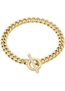 Armband Fossil "Schmuck Geschenk Edelstahl CARLIE T-BAR", gelbgoldfarben, kristallwei&szlig;, kristallwei&szlig;, Armb&auml;nder, Damen, 18,5cm, Edelstahl, Armband, mit Glasstein