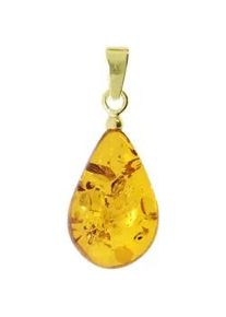 Kettenanh&auml;nger OSTSEE-SCHMUCK "- Tropfen flach, ca. 17 mm lang - Gold 333/000 - Bernstein -" Gr. 27, gold (gold 333, goldfarben, gelb), Schmuckanh&auml;nger, Damen, Bernstein, Kettenanh&auml;nger
