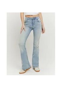 Bootcut-Jeans Tally Weijl "SPADEELETRA2", Herren, Gr. 36, N-Gr, bleach indigo wash2, Denim/Jeans, Obermaterial: 98% Baumwolle, 2% Elasthan, Abriebeffekte, bootcut fit lang, Jeans, Baumwollmischung, Mid Waist mit Flare Beinverlauf und Push up Effekt