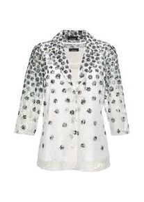 Klassische Bluse GOLDNER "Attraktives Set aus Spitzenbluse und Jerseytop", Damen, Gr. 46, schwarz (cremewei&szlig;, schwarz, gemustert), Obermaterial: 100% Polyester PES., Tubular, Blusen, 2 in 1