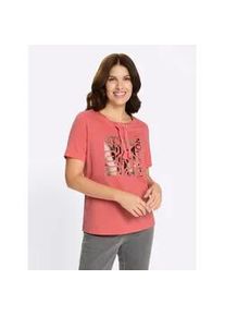 Kurzarmshirt Classic Basics "Kurzarm-Shirt", Damen, Gr. 48, koralle, 100% Baumwolle, bedruckt, gemustert, Rundhals, Shirts