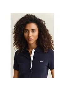Poloshirt Gant "SLIM CONTRAST COLOR", Damen, Gr. L, evening blau, Single Jersey, Obermaterial: 97% Baumwolle, 3% Elasthan, unifarben, slim fit normal, Rundhals, eingesetzt gerader Abschluss, Shirts, Slim fit mit Polokragen