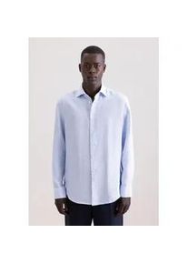 Leinenhemd Seidensticker "Schwarze Rose", Herren, Gr. XL (44), normale &Auml;rmell&auml;ngen, hellblau, 100% Leinen, gestreift, slim fit, 2-Knopf-Manschette, Hemden, Slim 1/1 Kentkragen Gestreift