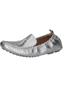 Mokassin Peter Kaiser "Peter Kaiser Mokassin Leder", Damen, Gr. 36, silber, Leder, Schuhe Mokassin