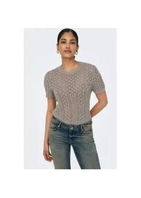 Kurzarmpullover Only "ONLSAGA LIFE SS O-NECK KNT NOOS", Damen, Gr. L, fungi, Strick, Obermaterial: 70% Baumwolle, 30% Polyester, unifarben, regular fit normal, Rundhals, Pullover, Baumwollmischung, regular fit