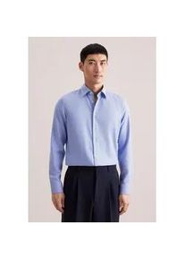 Businesshemd Seidensticker "Schwarze Rose", Herren, Gr. XS (36), normale &Auml;rmell&auml;ngen, mittelblau, 100% Baumwolle, Strukturmuster, skinny fit, 2-Knopf-Manschette, Hemden, X-Slim 1/1 Covered-Button-Down-Kragen Struktur