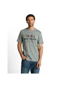 T-Shirt Tom Tailor, Damen, Gr. XL, gr&uuml;n navy injected, Single Jersey, Obermaterial: 100% Baumwolle, bedruckt, regular fit normal, Rundhals, Shirts T-Shirt, mit Logo Print