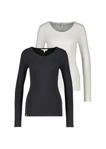 alife and kickin Langarmshirt ALIFE & KICKIN "Damen EvelynAK A", Damen, Gr. M, schwarz, wei&szlig;, 95% Baumwolle, 5% Elasthan, Shirts Langarmshirt