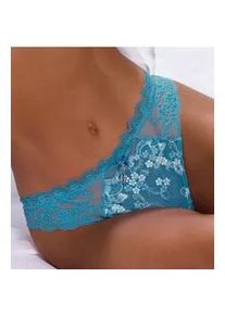 String Lascana, Damen, Gr. 36/38, blau (petrol, air), Spitze, Obermaterial: 50% Polyamid, 30% Polyester, 20% Elasthan, Unterhosen String, aus edler Stickereispitze und seitlichen Jacquardspitzeneins&auml;tzen