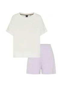 Shorty BOSS "Element Short Set", Damen, Gr. L, open lila 553, Obermaterial: 95% Viskose, 5% Elasthan, unifarben, normal normal, Rundhals, Homewear-Sets Shorty
