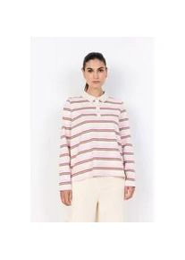 Poloshirt soyaconcept "SC-BASE 2", Damen, Gr. L, rose combi, Jersey, Obermaterial: 100% Baumwolle, gestreift, regular fit normal, Rundhals, Shirts