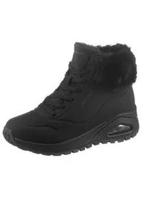 Schn&uuml;rboots Skechers "UNO RUGGED - FALL AIR", Damen, Gr. 36, schwarz, Lederimitat, Textil, unifarben, Schuhe Schn&uuml;rboots, Winterboots mit Air-Cooled Memory Foam Komfort-Innensohle