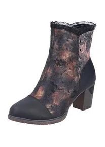Stiefelette Rieker, Damen, Gr. 41, schwarz, antik, Lederimitat, Textil, Antik-Look, Glanzfaden, Schuhe Stiefelette, Trachtenstiefelette, Festtagsstiefelette, Blockabsatz, mit Warmfutter