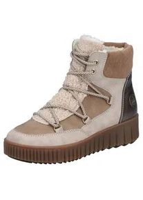 Winterboots Rieker, Damen, Gr. 42, beige kombiniert, Lederimitat, Nubuklederimitat, Textil, Schuhe Winterboots, Schn&uuml;rboots, Plateauboots, mit Warmfutter