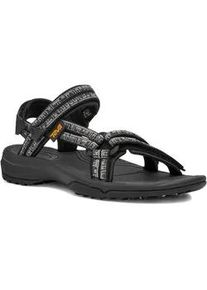 Sandale Teva "Terra Fi Lite", Damen, Gr. 37, grau (schwarz), Textil, gemustert, Schuhe Outdoorsandale Riemchensandale Sandale, mit Klettverschluss