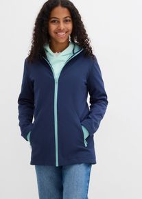bonprix Softshelljacke mit Kapuze wasserabweisend, blau, Gr.128/134, Schicke Softshelljacke f&uuml;r M&auml;dchen mit kuscheligem Fleecefutter, wasserabweisend und winddicht
