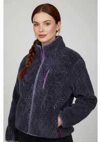 Fleecejacke Converse "WOMEN'S Converse PRINTED SHERPA FULL-ZIP JACKET", Damen, Gr. M (38), lila (shadow lila), Fleece, Obermaterial: 100% Polyester, gemustert, Jacken Fleecejacke