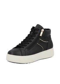 Plateausneaker Rieker, Damen, Gr. 42, schwarz, Lederimitat, unifarben, Schuhe Plateausneaker, Stiefelette, Boots, High Top Sneaker mit seitlichem Rei&szlig;verschluss