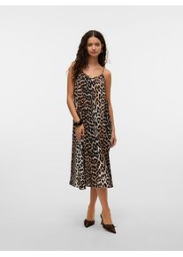V&eacute;ro Moda Spaghettikleid VERO MODA "VMJOSIE CALF SINGLET DRESS WVN GA NOOS", Damen, Gr. S, N-Gr, egret aop:leo, Web, Obermaterial: 83% Viskose, 17% Nylon, bedruckt, kniebedeckend, V-Ausschnitt, Kleider Spaghettikleid, Viskosemischung