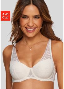 Schalen-BH s.Oliver "Clemence", Damen, Gr. 75, Cup D, beige (creme), Spitze, Obermaterial: 51% Polyamid, 41% Polyester, 8% Elasthan, BHs Schalen-BH, mit modischer Spitze in High-Apex Schnittform, Dessous