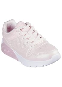Sneaker Skechers "UNO LITE 2.0", M&auml;dchen, Gr. 27, rosa (ros&eacute;), Lederimitat, schimmernd, Schuhe Sneaker, Schn&uuml;rschuh mit farbl. Keilsohle, Gr&ouml;&szlig;enschablone zum Download