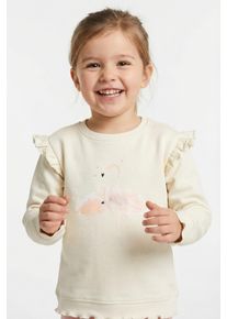 Sweatshirt Blue Seven, M&auml;dchen, Gr. 134, sanftes wei&szlig;, Sweatware, Obermaterial: 100% Baumwolle, bedruckt, unifarben, Basic normal, Rundhals, gewellter Abschluss, Sweatshirts Sweatshirt