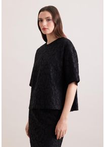 Klassische Bluse Seidensticker, Damen, Gr. XXL (44), schwarz, 90% Polyamid/Nylon 10% Elastan, unifarben, relaxed fit, Rundhals, Blusen Klassische Bluse, 1/2 Rundhals Uni