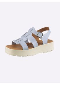 Sandalette Heine, Damen, Gr. 38, bleu, Glattleder, Leder, Rindsleder, Schuhe Sandalette