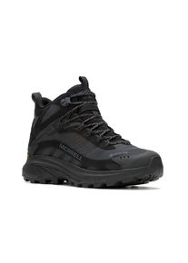 Wanderschuh Merrell "MOAB SPEED 2 MID GORE-TEX", Herren, Gr. 42, schwarz, Synthetik, Schuhe Wanderschuh, wasserdicht dank Gore-Tex Membrane