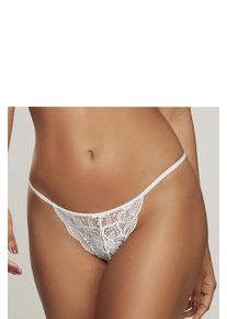 String Lascana "Nikoletta", Damen, Gr. 32/34, wei&szlig;, Spitze, Obermaterial: 90% Polyamid, 10% Elasthan, Unterhosen String, aus floraler Spitze mit Accessoire in Perlenoptik