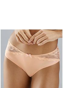 Tanga Lascana "Vittoria", Damen, Gr. 36/38, rot (lachs), Obermaterial: 84% Polyamid (TACTEL), 16% Elasthan (LYCRA), k&ouml;rpernah, Unterhosen Tanga, mit Spitzeneins&auml;tzen