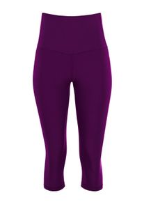 Leggings WINSHAPE "3/4 Functional Comfort HWL217C", Damen, Gr. XL, Normalgr&ouml;&szlig;en, lila (schwarz plum), 85% Polyester, 15% Elasthan, Hosen Leggings, mit V-Shape Applikation und Core-Bund