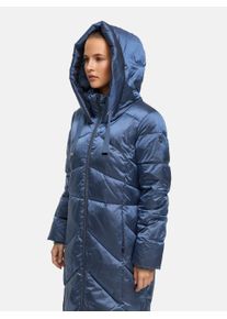 Wintermantel Manisa, Damen, Gr. 42, blau, Web, Obermaterial: 100% Polyamid. Futter: 100% Polyamid, unifarben, normal kniebedeckend, Rundhals, B&uuml;ndchen, M&auml;ntel Wintermantel, mit Stehkragen und fester Kapuze und dekorativen Strickb&auml;ndern