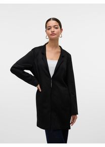 V&eacute;ro Moda Langjacke VERO MODA "VMJOSEFREJA FAUXSUEDE JACKET BOO", Damen, Gr. M, schwarz, Web, Obermaterial: 90% Polyester, 10% Elasthan, unifarben, regular fit knielang, tiefer V-Ausschnitt, Jacken Langjacke