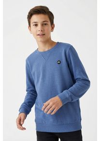Sweatshirt name it "NKMVIMO f&uuml;r Jungen mit B&uuml;ndchen und klassischer Form", Jungen, Gr. 116, delft, angeraute Sweatware, Obermaterial: 60% Baumwolle, 40% Polyester, meliert, unifarben, l&auml;ssig geschnitten h&uuml;ftlang, Rundhals, Rippb&uuml;ndchen, Sweatshirts Sweatshirt, unifarben, casual, regular fit, Baumwollmischung, Rundhals