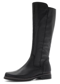 Stiefel Gabor, Damen, Gr. 40, Normalschaft, schwarz, Leder, Schuhe Stiefel, Blockabsatz, Langschaftstiefel mit dezenten Ziern&auml;hten