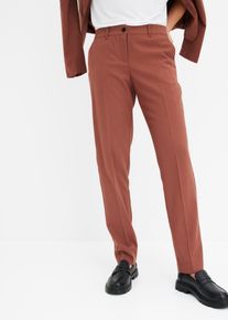 Anzughose bonprix, Damen, Gr. 46, N-Gr, rauchbraun, Obermaterial: 76% Polyester, 22% Viskose, 2% Elasthan, slim fit, Hosen Anzughose, aus Polyester, Viskose und Elasthan, Slim fit Passform